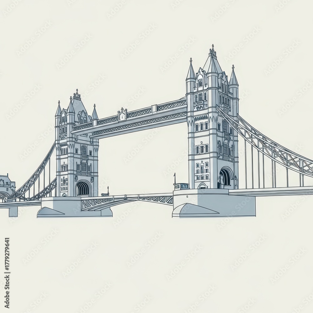 Obraz premium Tower bridge in london, a famous landmark, isolated on white background