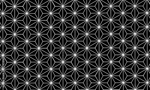 ブラックの麻の葉模様背景　ベクター