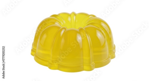 Yellow bundt cake jelly isolated on white background