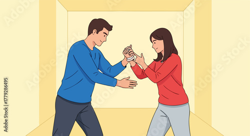 Man and woman arm wrestling