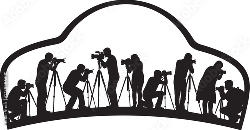 Photographer, silhouette, tripod, camera, shooting, posture, equipment, professional, hobby, black and white, outdoor, composition, focus, creative, visual n,