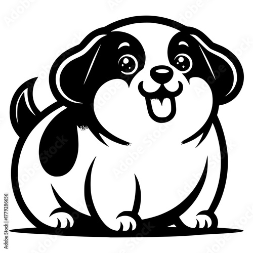 charming, plump cartoon dog vector image illustration