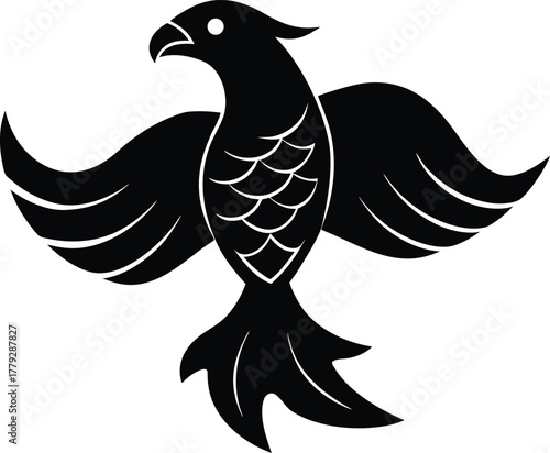 Majestic eagle with a flowing fish tail icon design
