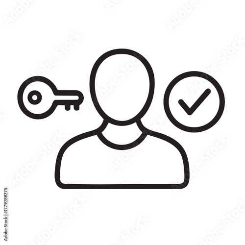 User access and security illustration with key and checkmark symbol