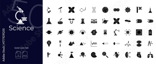 Science Solid Editable Icons set