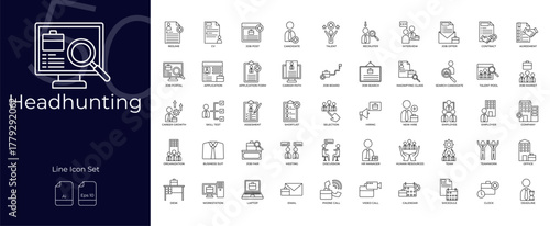 Headhunting Line Editable Icons set