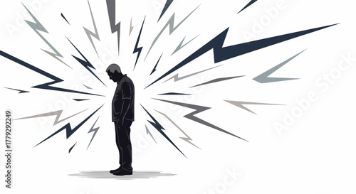 Mental health challenges are symbolized by stress. Mental health difficulties show struggle with anxiety, depression, fatigue, panic, or burnout,