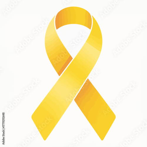 Symbol of hope and awareness a single yellow ribbon against a white background