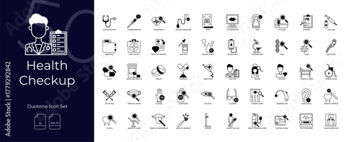 Health Checkup Duotone Editable Icons set