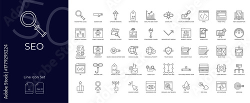 SEO Line Editable Icons set