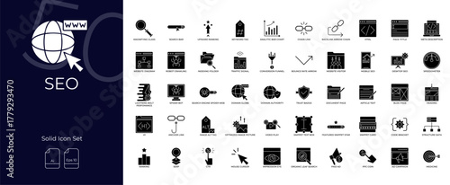 SEO Solid Editable Icons set