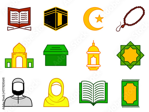 various Islamic icons, Ramadan, Muslims, Mecca and others