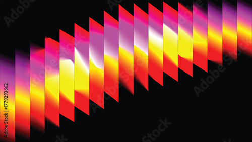 Vibrant Zigzag Gradient Panels on Black – Abstract Geometric Light Art