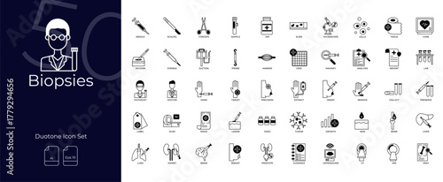 Biopsies Duotone Editable Icons set