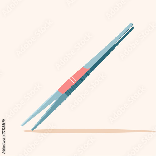 Surgical Tweezers Tool For Precision Work On A Clean Background With Soft Shadows And A Minimalist Style