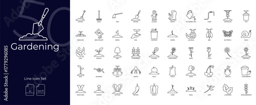 Gardening Line Editable Icons set