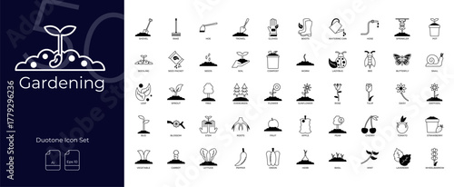 Gardening Duotone Editable Icons set
