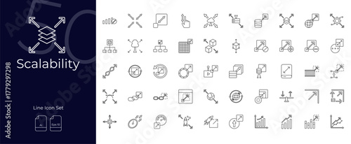 Scalability Line Editable Icons set