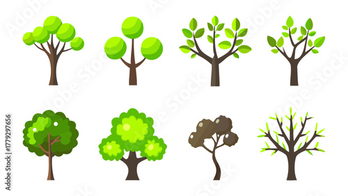 Diverse Trees Collection: A visually engaging illustration showcases a vibrant selection of trees in various shapes and sizes, emphasizing the beauty and diversity of the natural world.