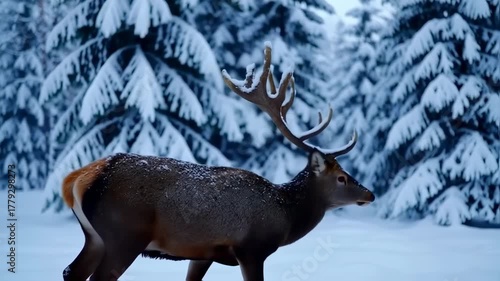 Snowy Forest Deer