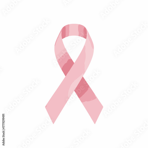  a prominent pink ribbon, a universally recognized symbol of breast cancer awareness and support. The ribbon is rendered in a flat design style, with subtle shading to suggest folds