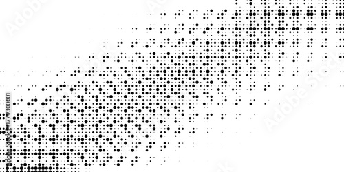 Set of dotted curved abstract shapes. Dotted pattern in halftone theme. Curved and twisted abstract gradients. Vector design element in black and white color.