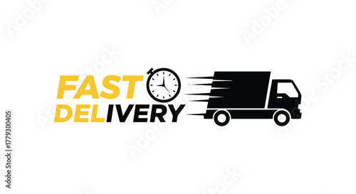 Speedy delivery truck icon with stopwatch symbolizing rapid shipping and logistics for modern businesses seeking efficiency, Generative AI.