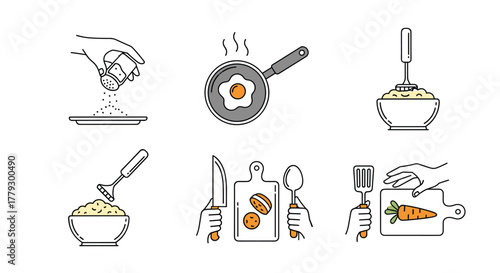 Culinary preparation steps featuring cooking chopping mashing and seasoning perfect for recipe guides and food blogs, Generative AI.