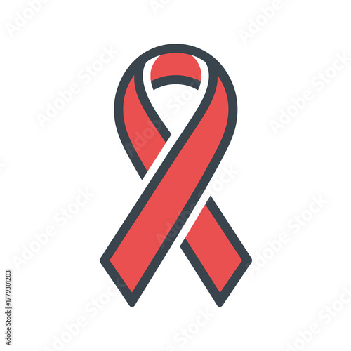 rey outline. The ribbon is depicted in its classic looped form, often recognized as a symbol of awareness and solidarity for various causes, most notably the fight against HIV/AIDS.