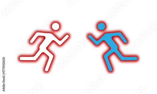 Running People Icon Duo for Sports Competition and Fitness Motion UI – PNG
