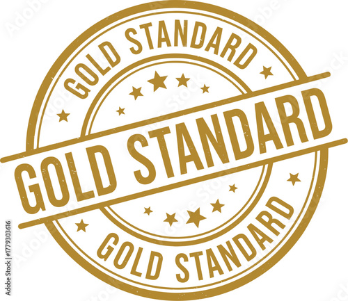 Gold standard seal vector graphic for premium quality product assurance and excellence guarantee design
