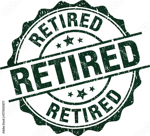 Retired stamp vector graphic design element for retirement planning and celebration designs and projects
