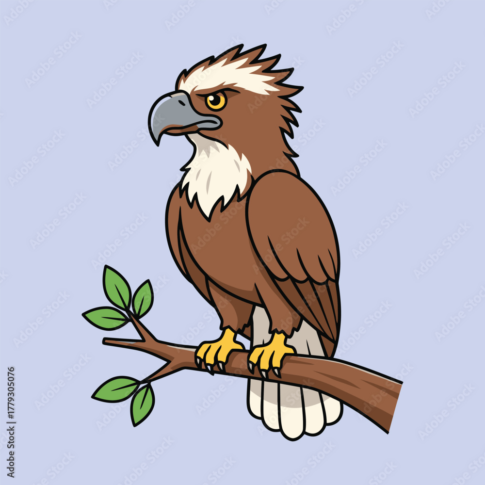 Fototapeta premium Cute Philippine Eagle — Endemic Wildlife of Philippines | Flat Vector Illustration