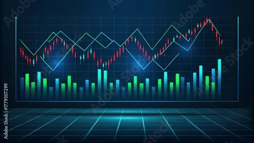 Abstract trading and stock market graph background for stylish financial video