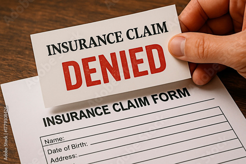 Insurance claim denied for the concept of legal and financial issues.