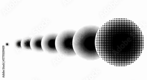 Abstract geometric transition from a soft blurry gradient to a halftone dot pattern vector illustration