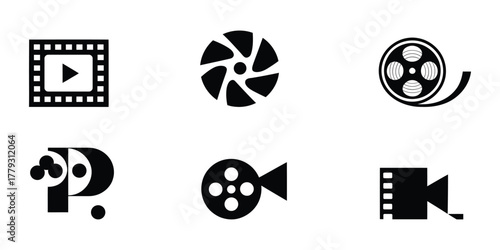 Discover striking film and cinema icons perfect for branding, video projects, and more. These modern designs add a creative touch to any visual content.