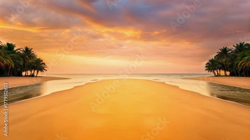 Soothing Adraga Beach sunset view, ideal for dreamy landscape video background