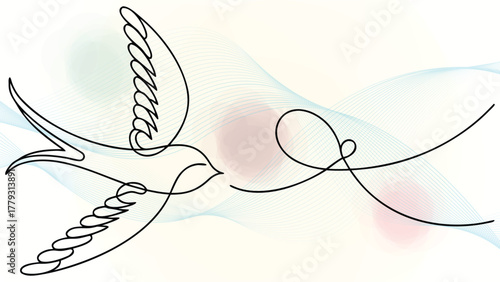 Bird with Outstretched Wings Abstract Swirling elegant continuous flying freedom