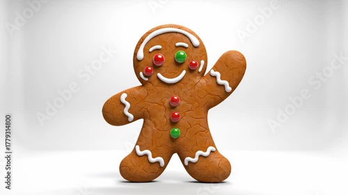 Delightful Gingerbread Man Animation with Cheerful Wave for Holiday Celebrations Festive and Fun