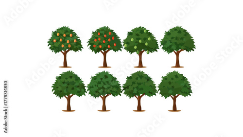 Orchard's Bounty: An array of flourishing fruit trees, each bearing the promise of a bountiful harvest, captures the essence of nature's generosity and the cycle of life.