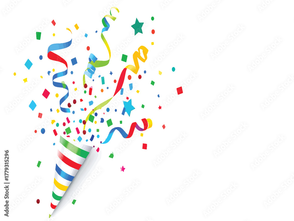 Obraz premium Colorful Confetti Celebration Popping Out of Party Horn