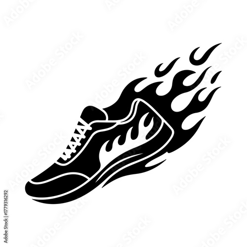 flaming sneaker vector speed shoe illustration