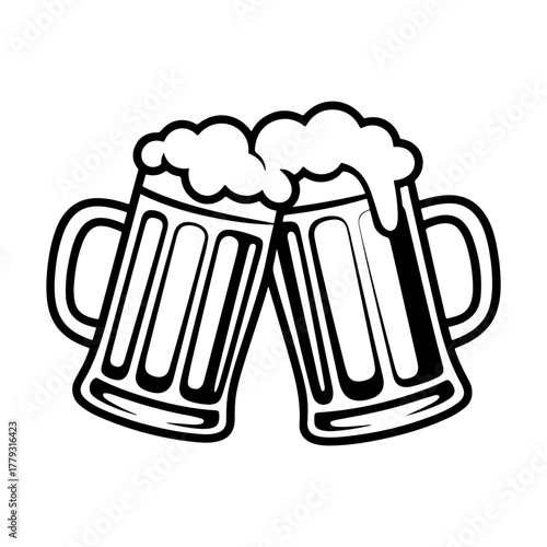beer mugs toast silhouette vector