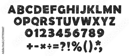 Crayon Kids Font hand-drawn alphabet in black charcoal style