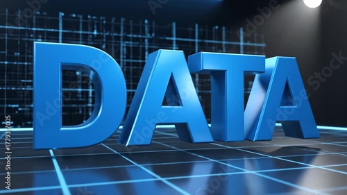 Dynamic 3D Data Visualization with Futuristic Grid and Shiny Reflections, for digital concepts