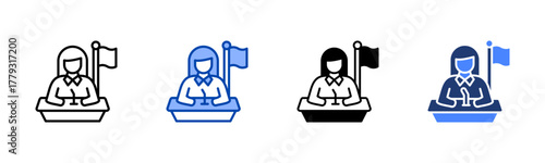 Minister icon set multiple style collection