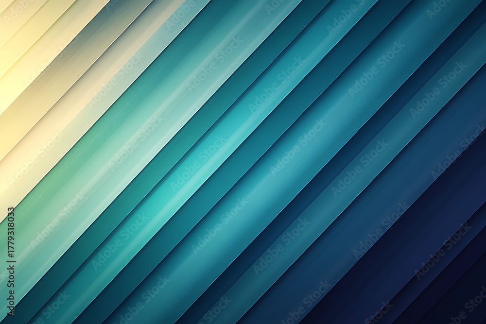 Fototapeta premium Diagonal blue striped background with blended colors of yellow, cyan and blue gradient