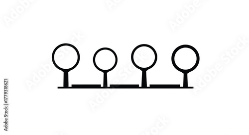 Four target isolated on white background in a row for shooting practice