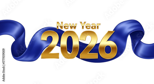  Colourful Golden, black, blue, yellow, red, Three Dimensional 2026 Number Design Green Yellow Blue Red Confetti and Ribbon Streamers, Happy New Year Theme, Transparent Background